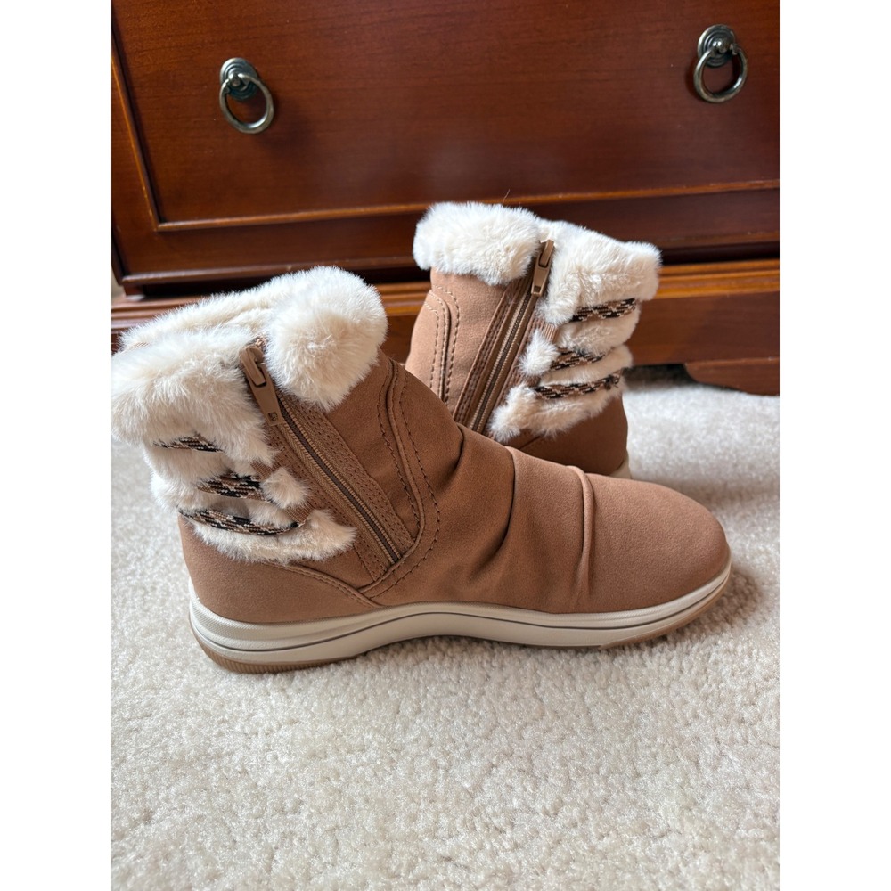 Clarks Cloudsteppers Womens 7 Brown Faux Suede Fur Trim Ankle Boots NEW - Picture 4 of 8